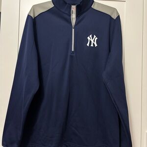 Men’s Navy and Gray Yankee Zip-Up Sweater